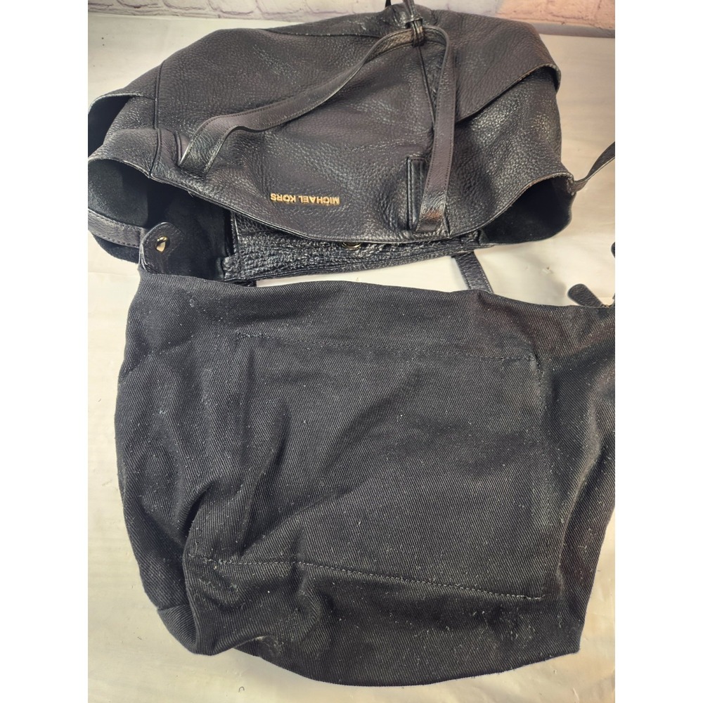 Michael Kors Black Super Soft Cobblestone Leather Shoulder Bag Purse Tote Large - Picture 7 of 9